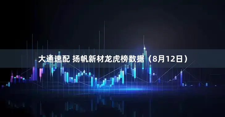 大通速配 扬帆新材龙虎榜数据（8月12日）